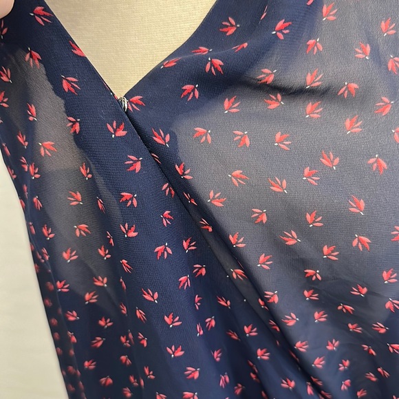 Sheer Lightweight Blouse with V Neck (snap close) long sleeves Navy - Picture 4 of 8